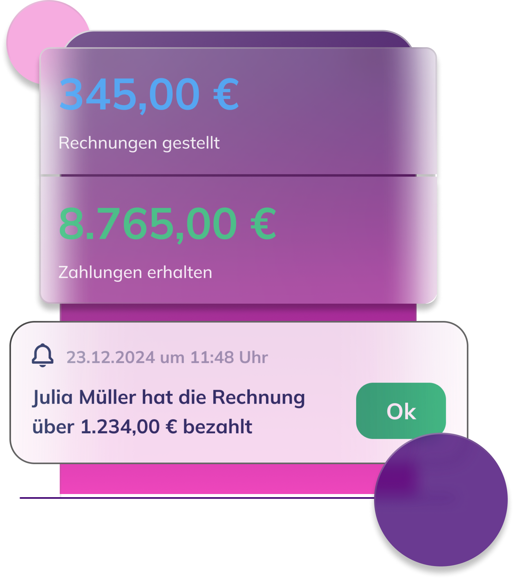 Screen with numbers and ok mesage.